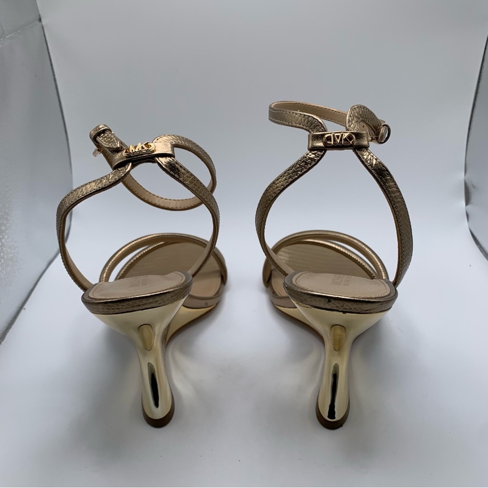 NWB Michael Kors Nadina Metallic Lizard Embossed Leather Wedge Sandal 8.5M 1893 - Picture 9 of 11